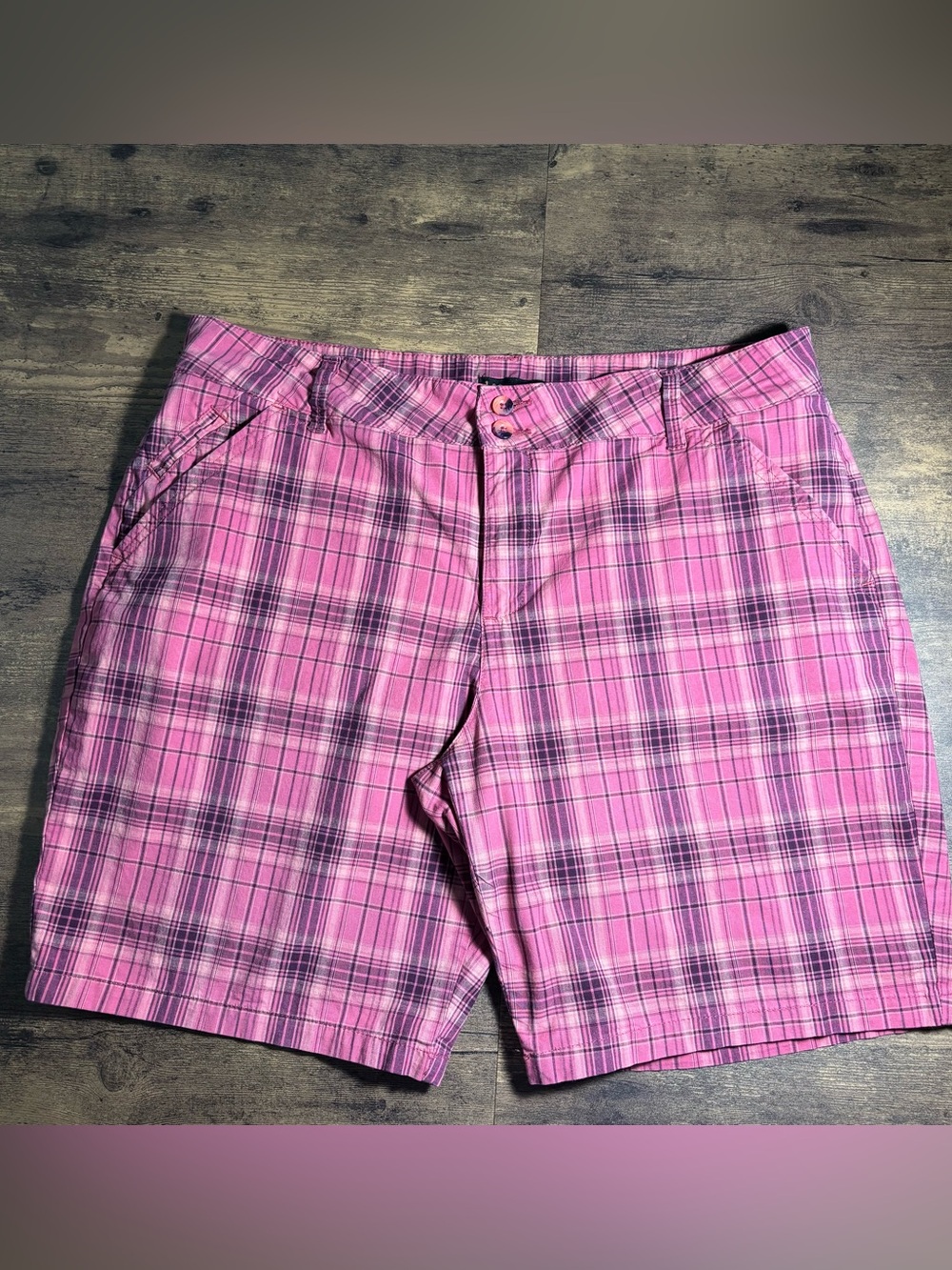 Lee Pink Plaid Straight Fit Shorts 16 Preppy Ivy League Y2K Skater Golfcore